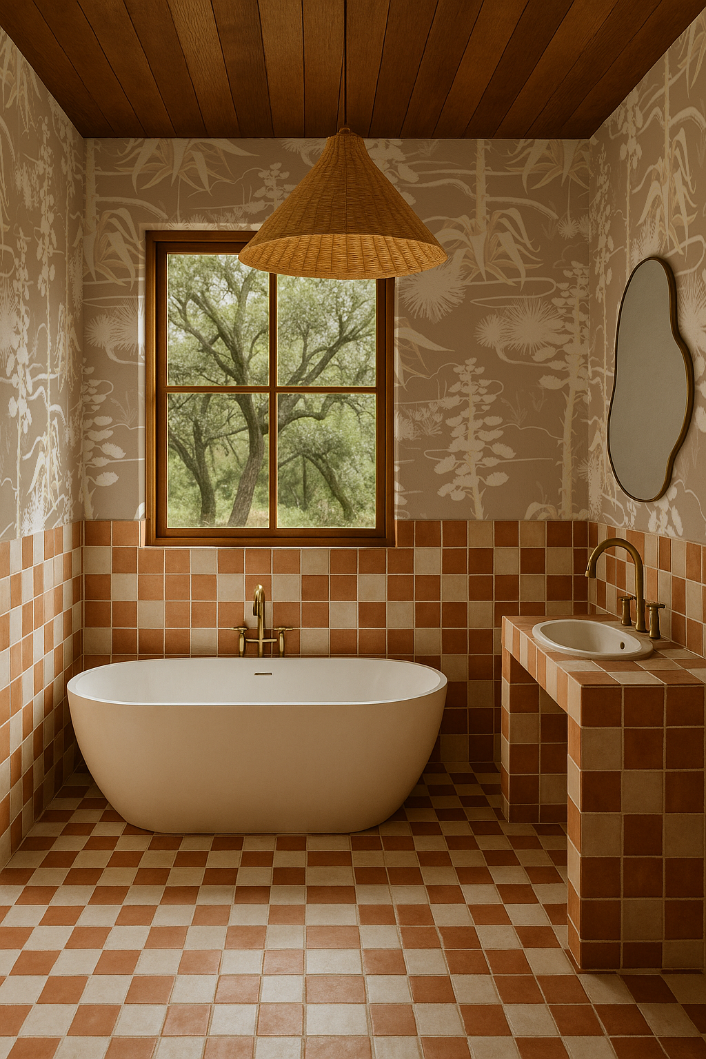 Agave Valley Wallpaper, tan and white