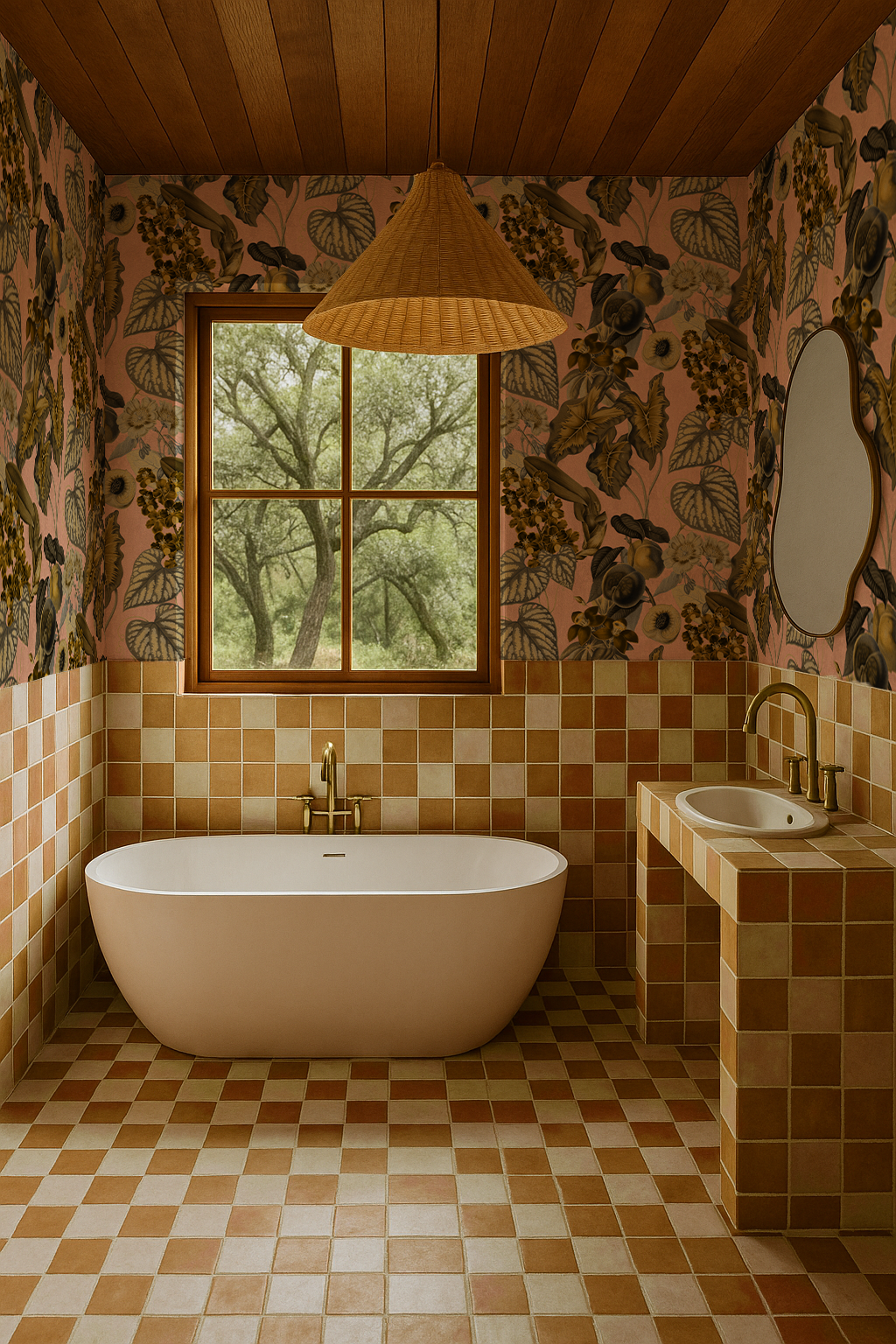 Cali Tropicale Wallpaper, peach and yellow