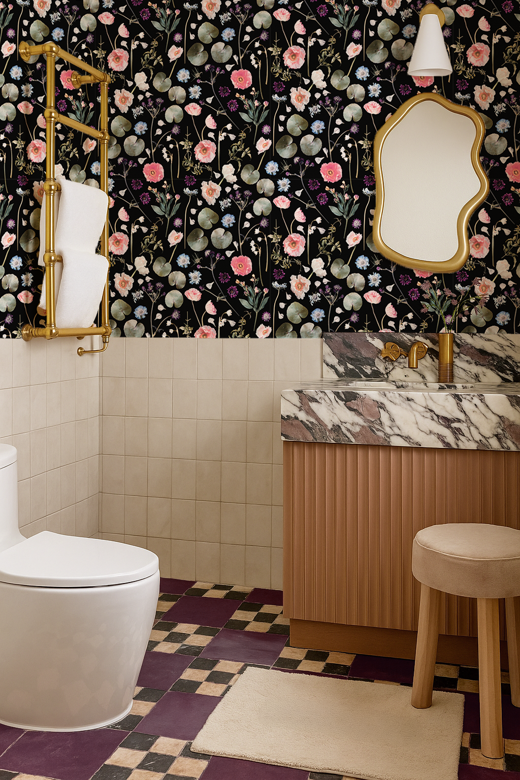 Floral Finds Wallpaper, black