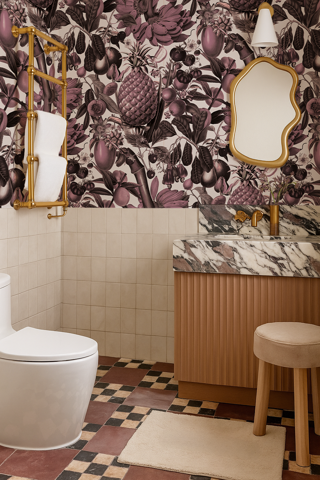 Juicy Fruit Wallpaper, white and mauve