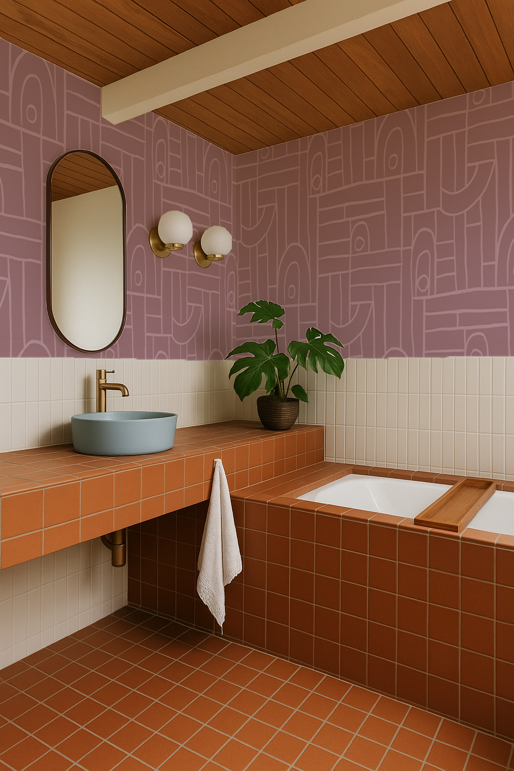 Deco Tile Wallpaper, lilac