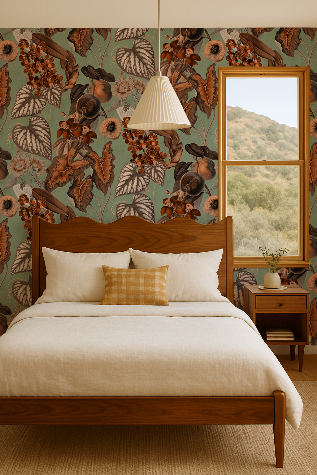 Cali Tropicale Wallpaper, mint and rust