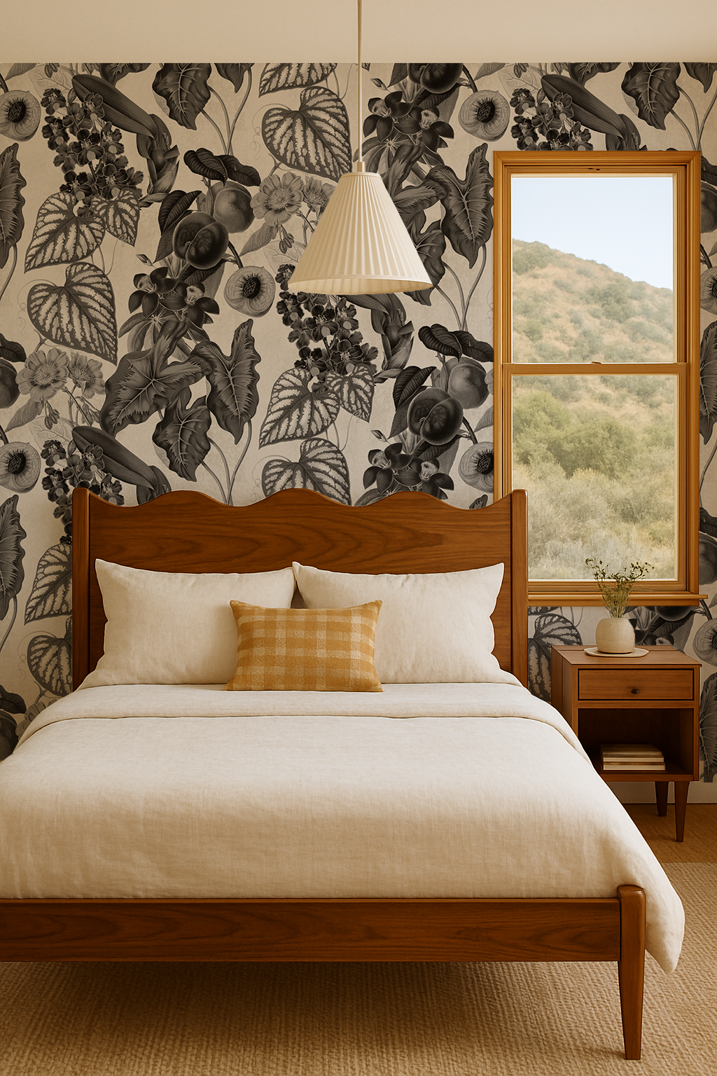 Cali Tropicale Wallpaper, off-white and black