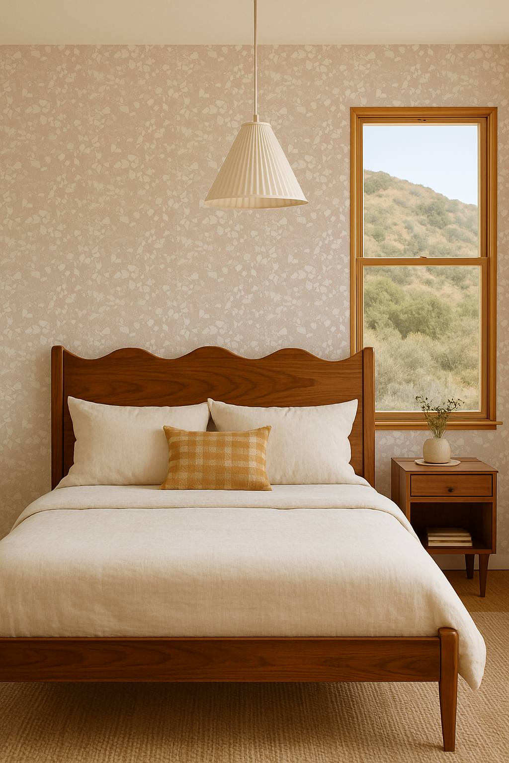 Mojave Terrazzo Wallpaper, neutral and white