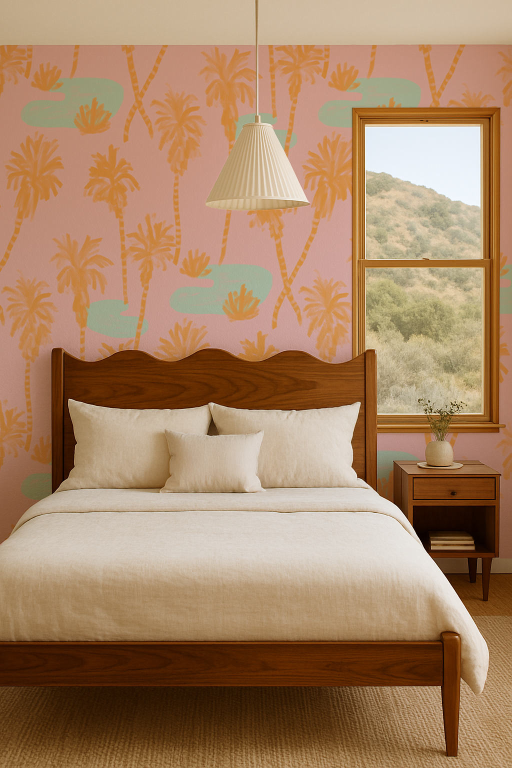 Palm Oasis Wallpaper, pink