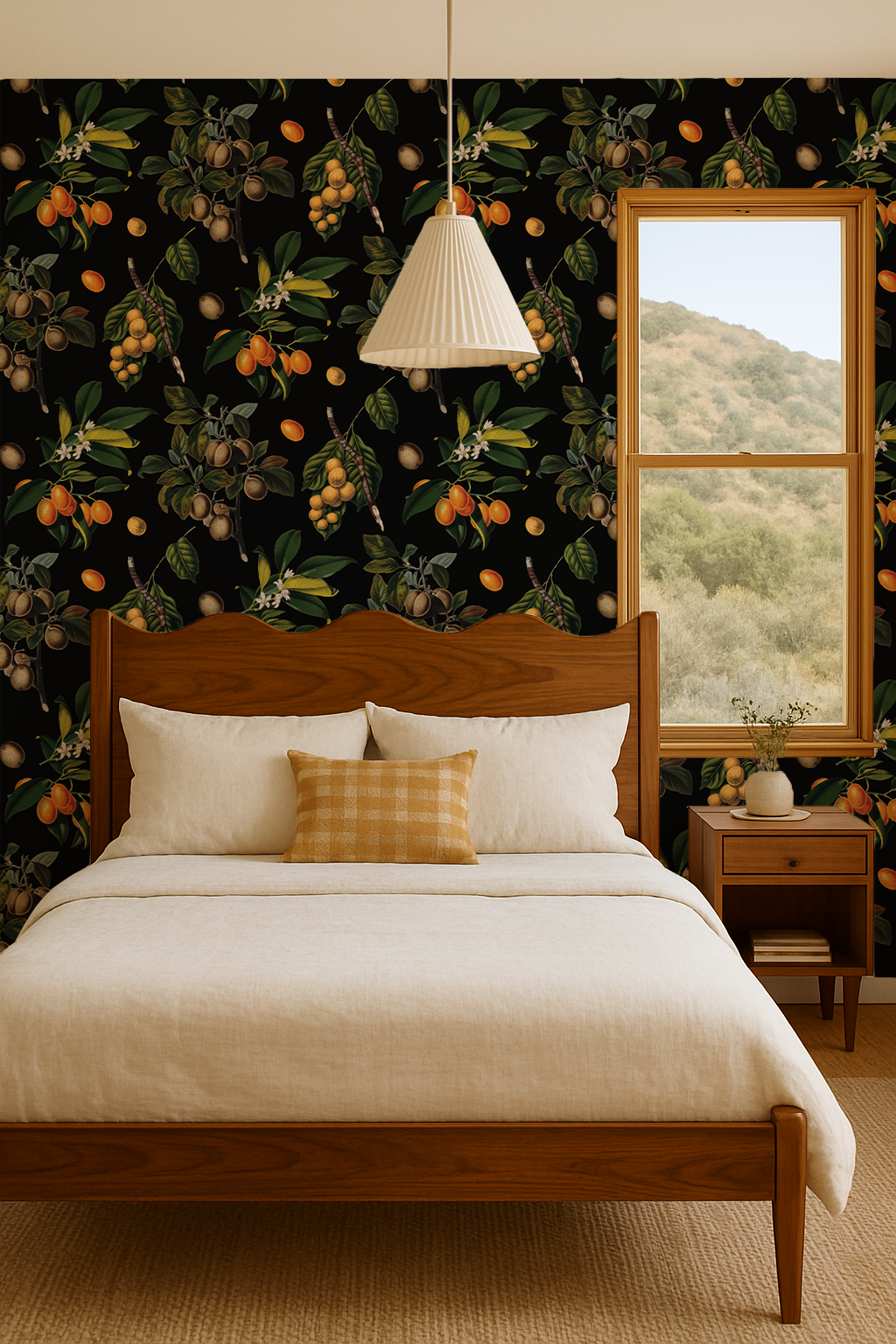 Vintage Orchard Wallpaper, black