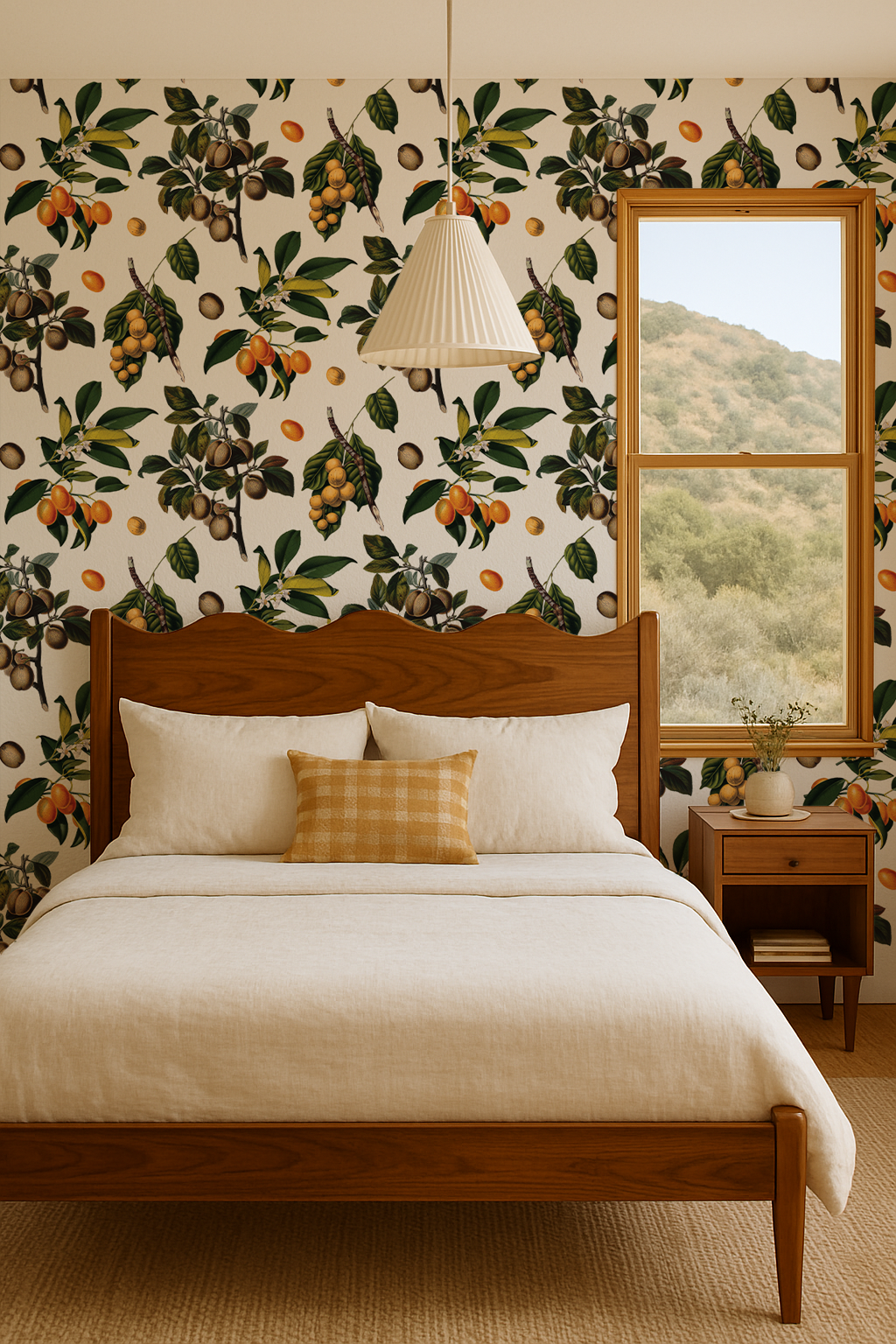 Vintage Orchard Wallpaper, white