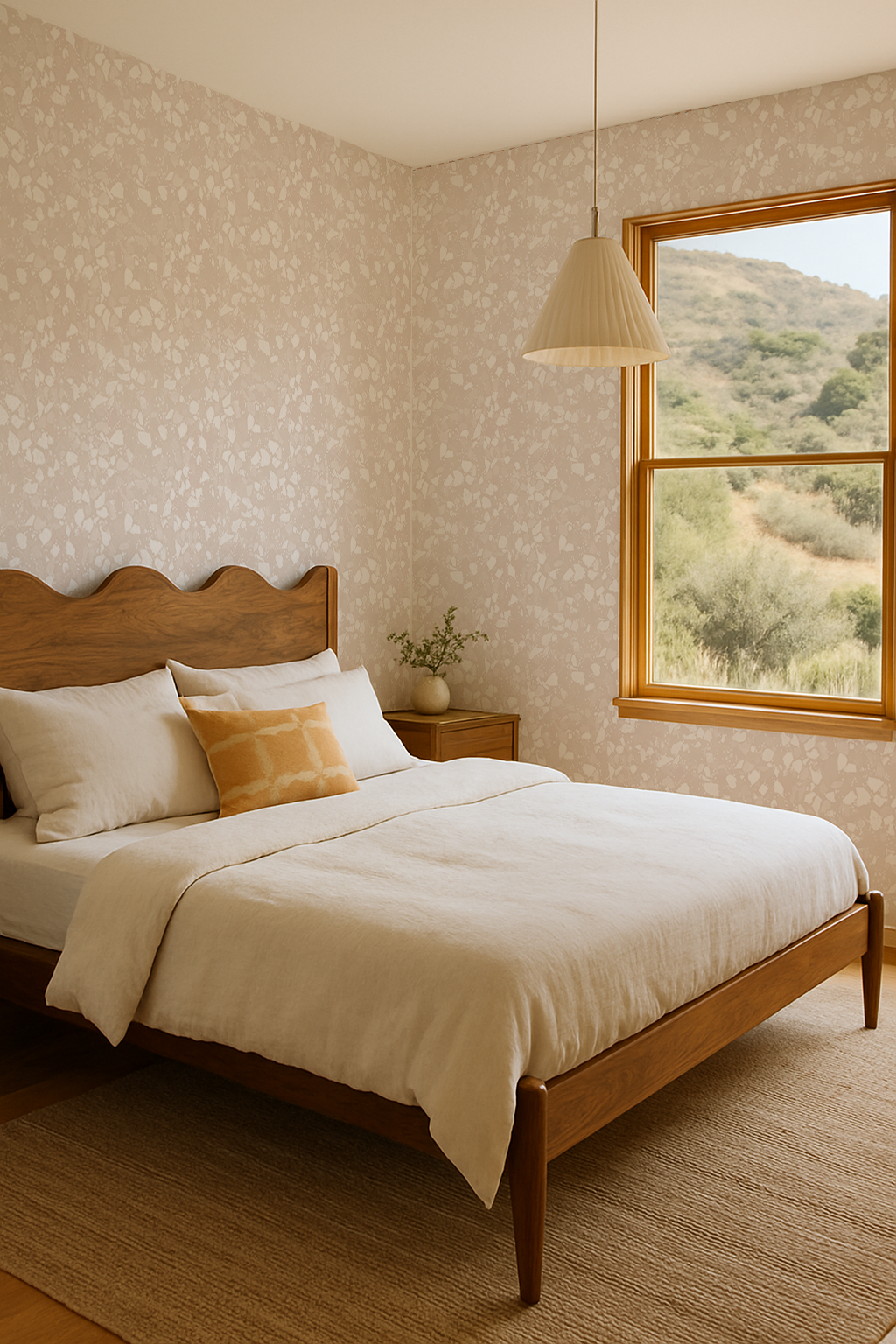 Mojave Terrazzo Wallpaper, neutral and white