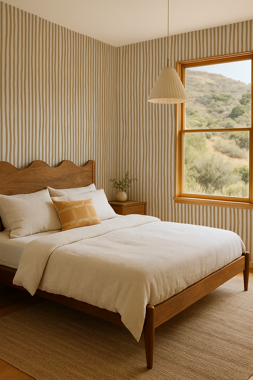 Dolce Stripe Wallpaper, off-white and butter yellow