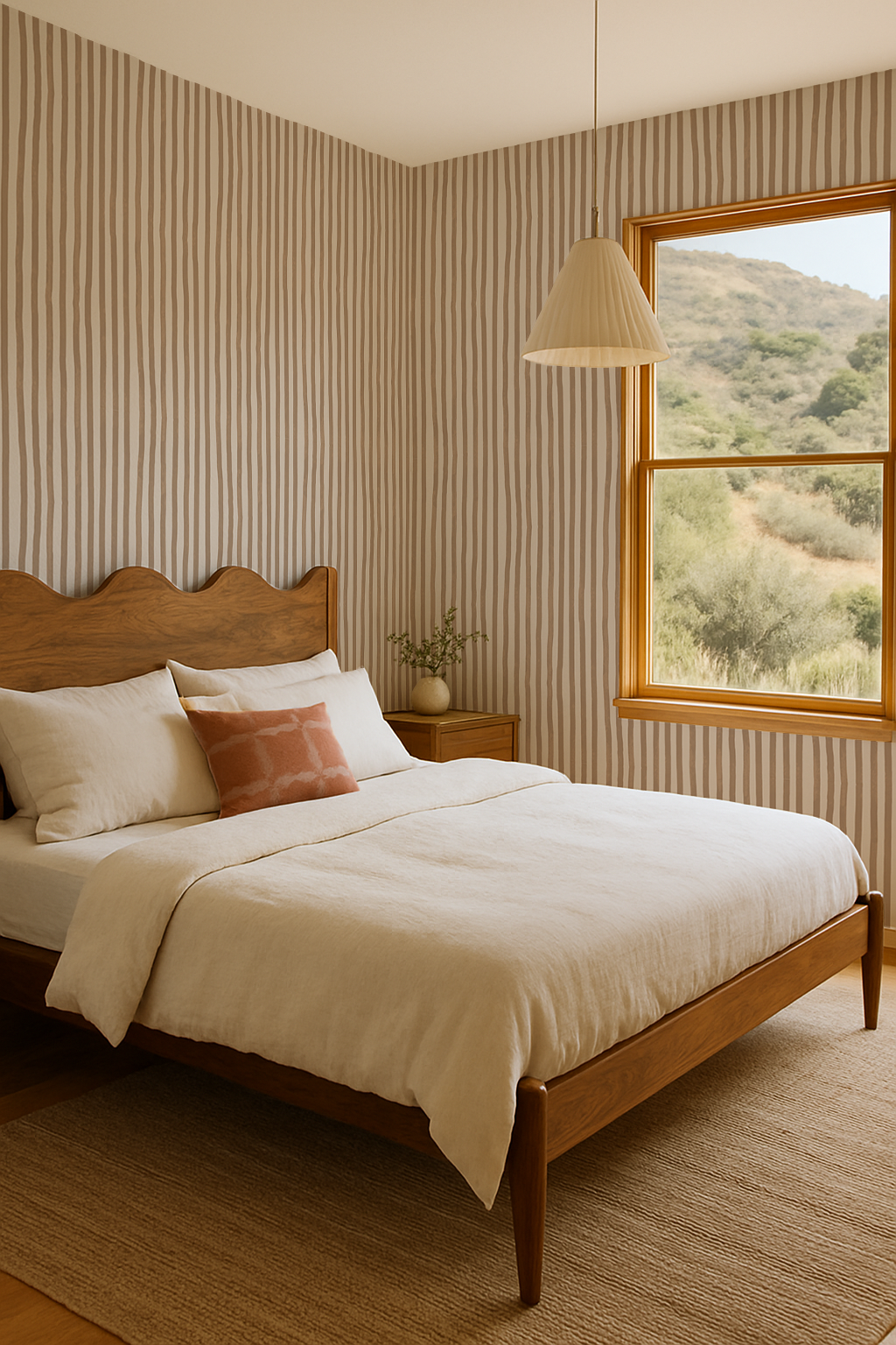 Dolce Stripe Wallpaper, off-white and tan