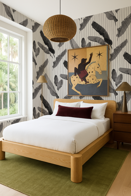 Banana Cabana Wallpaper, black and white