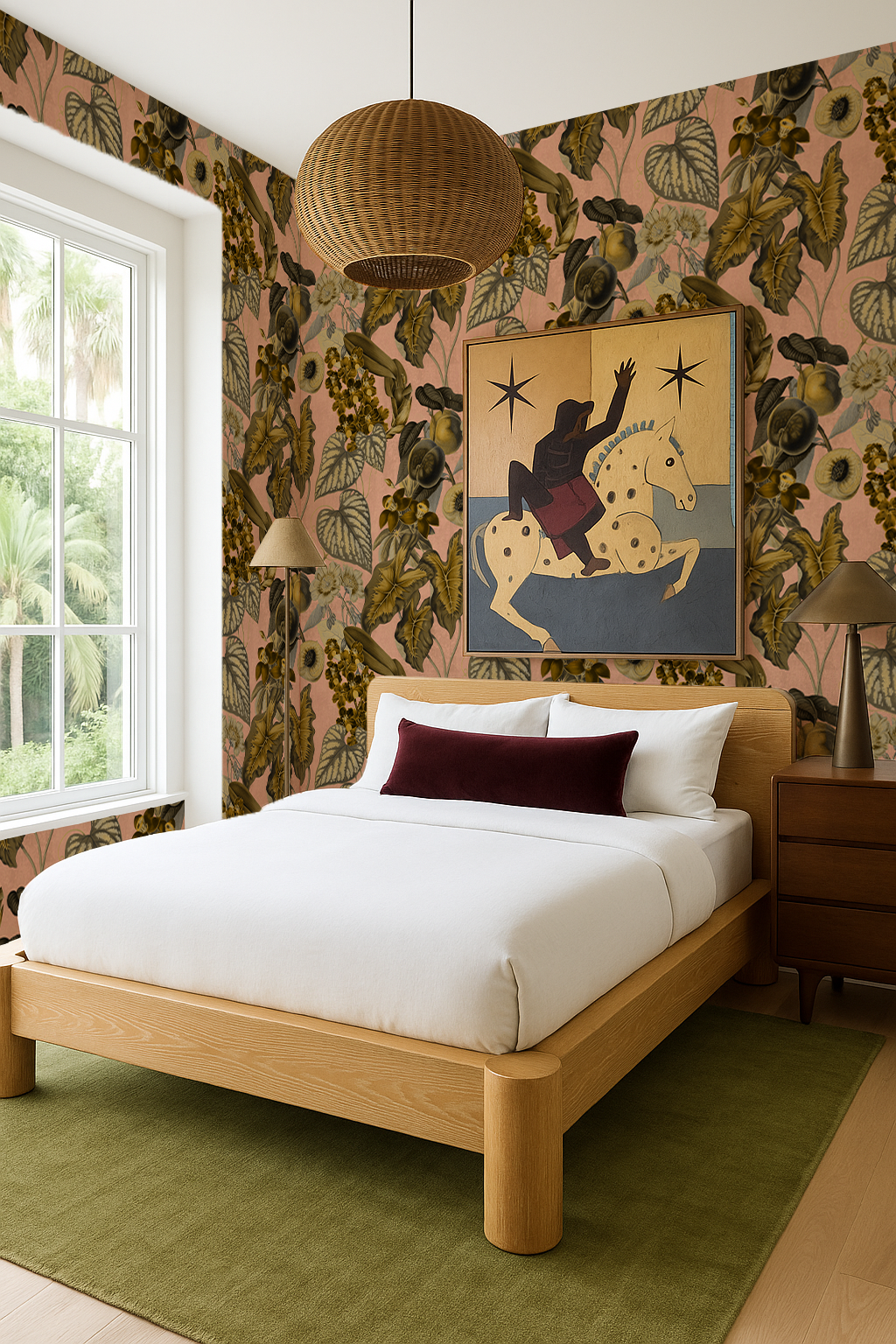 Cali Tropicale Wallpaper, peach and yellow