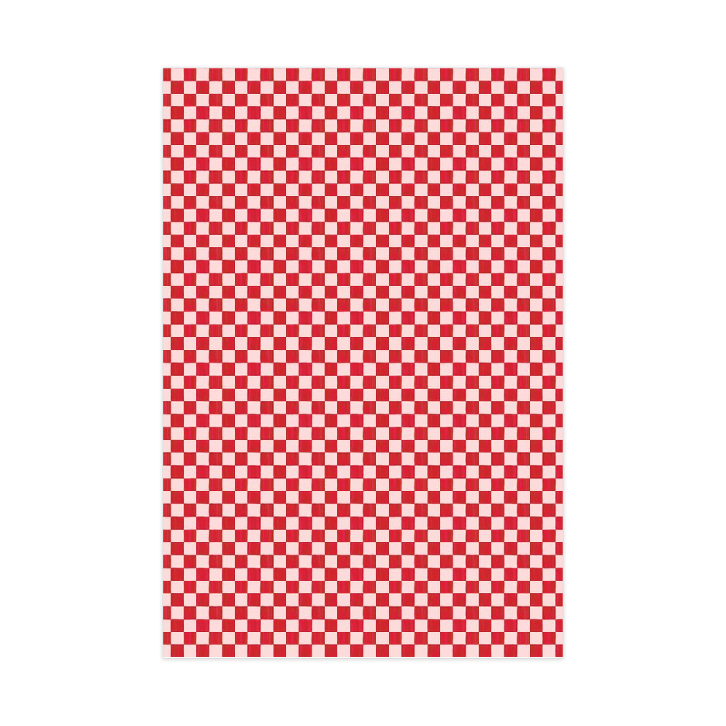 Checkers Wrapping Paper, Large Roll, red & pink