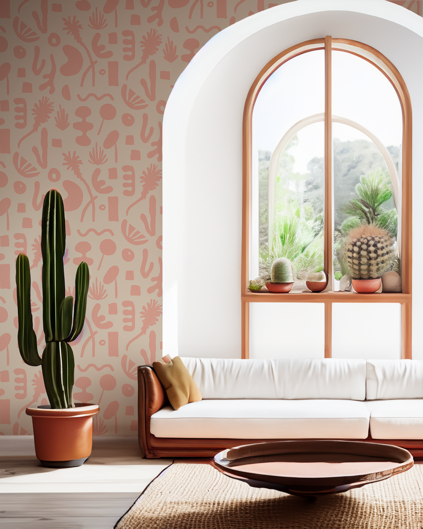 Pool Side Wallpaper, tan and blush