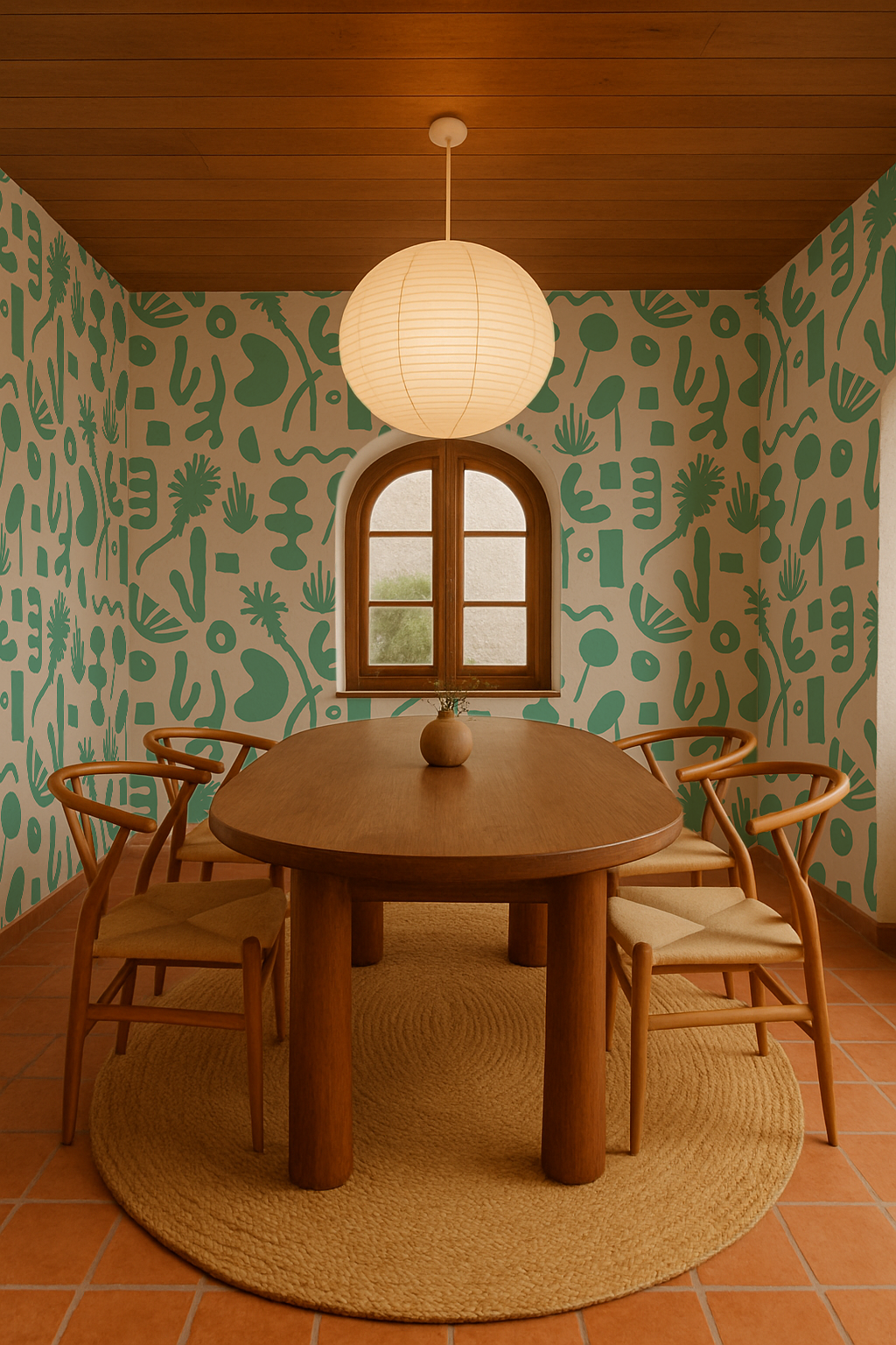 Pool Side Wallpaper, tan and teal