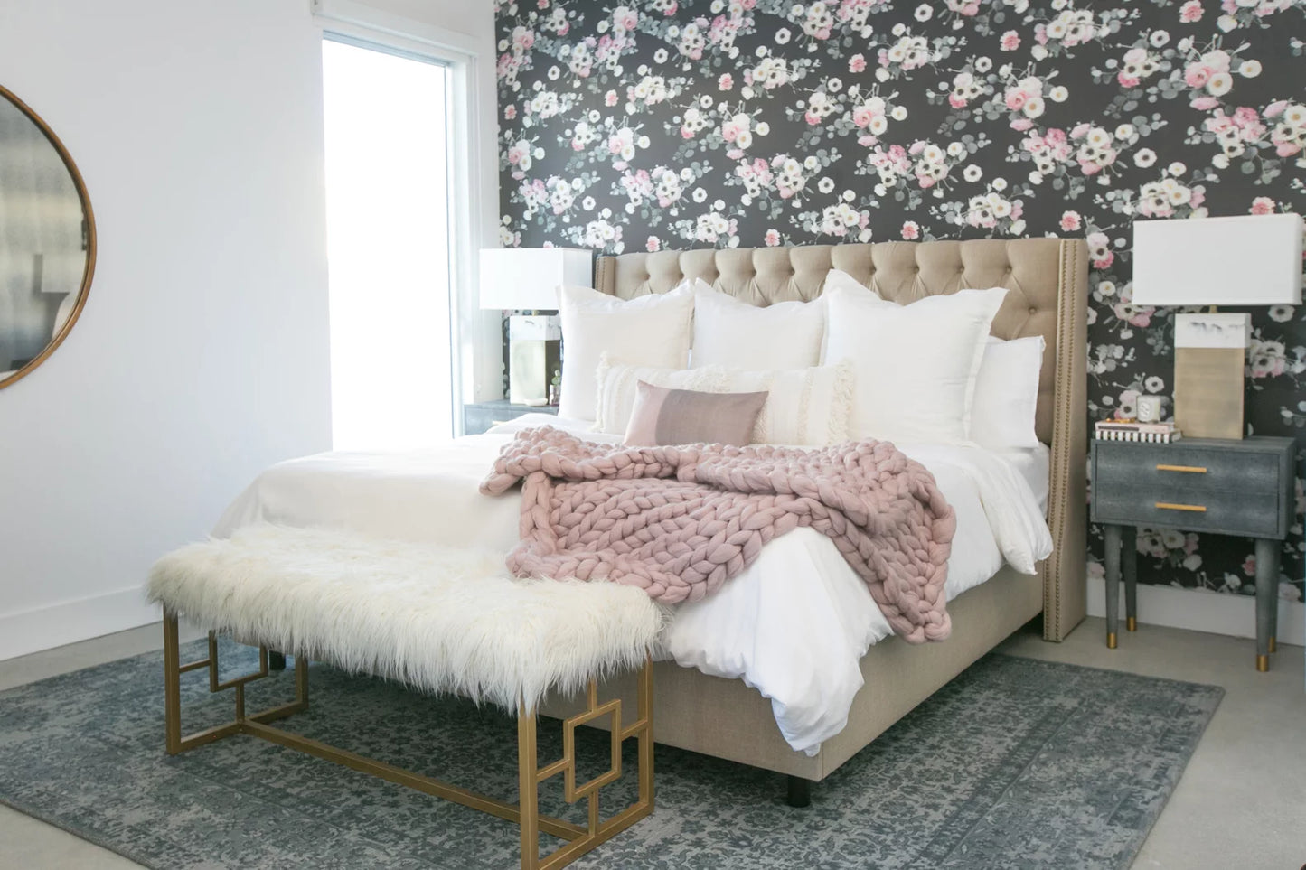 Midnight Floral Wallpaper, black