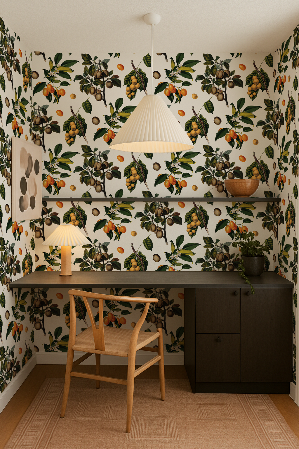 Vintage Orchard Wallpaper, white