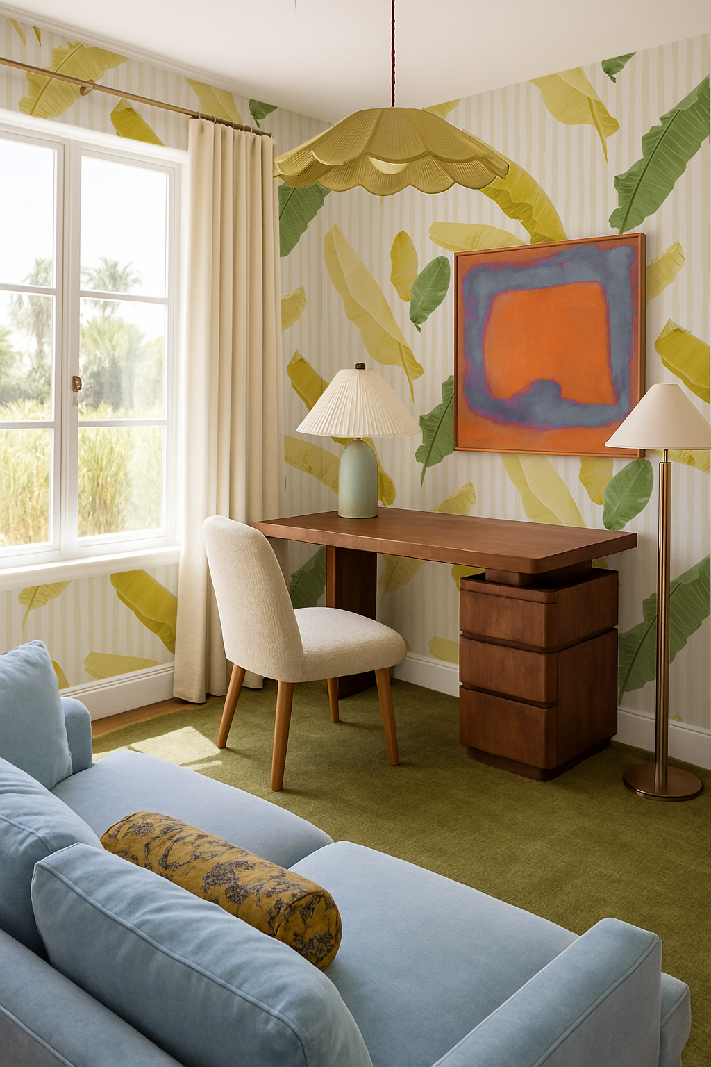 Banana Cabana Wallpaper, yellow and green