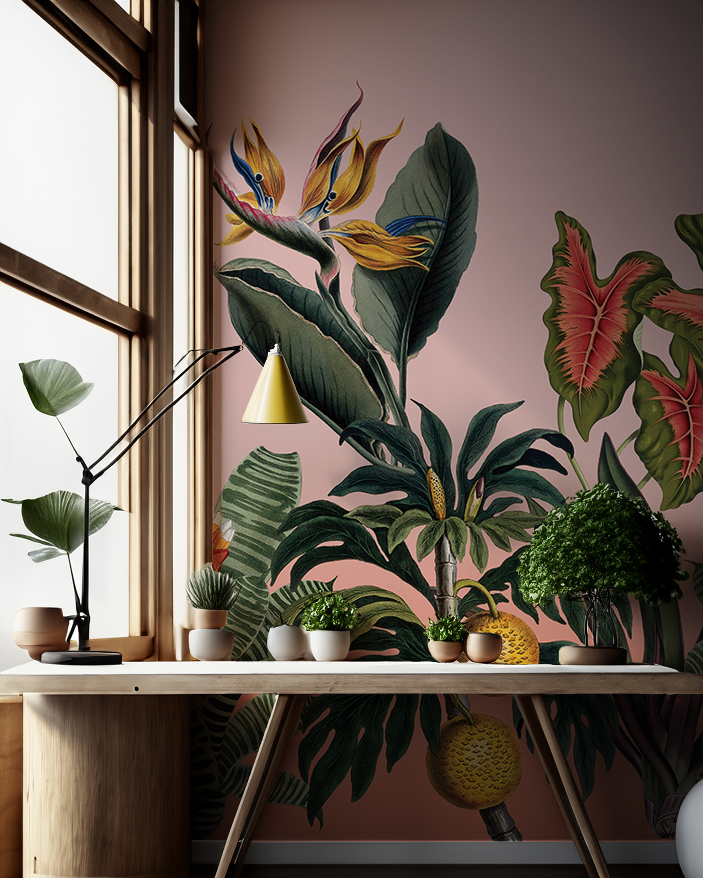 Vintage Botanical Mural, pink