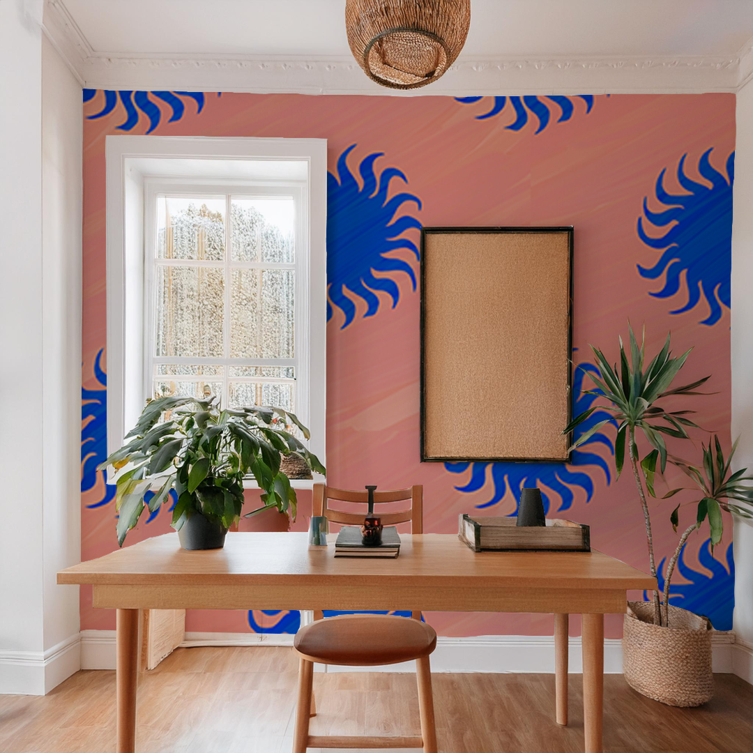 Sol Mural, pink and blue