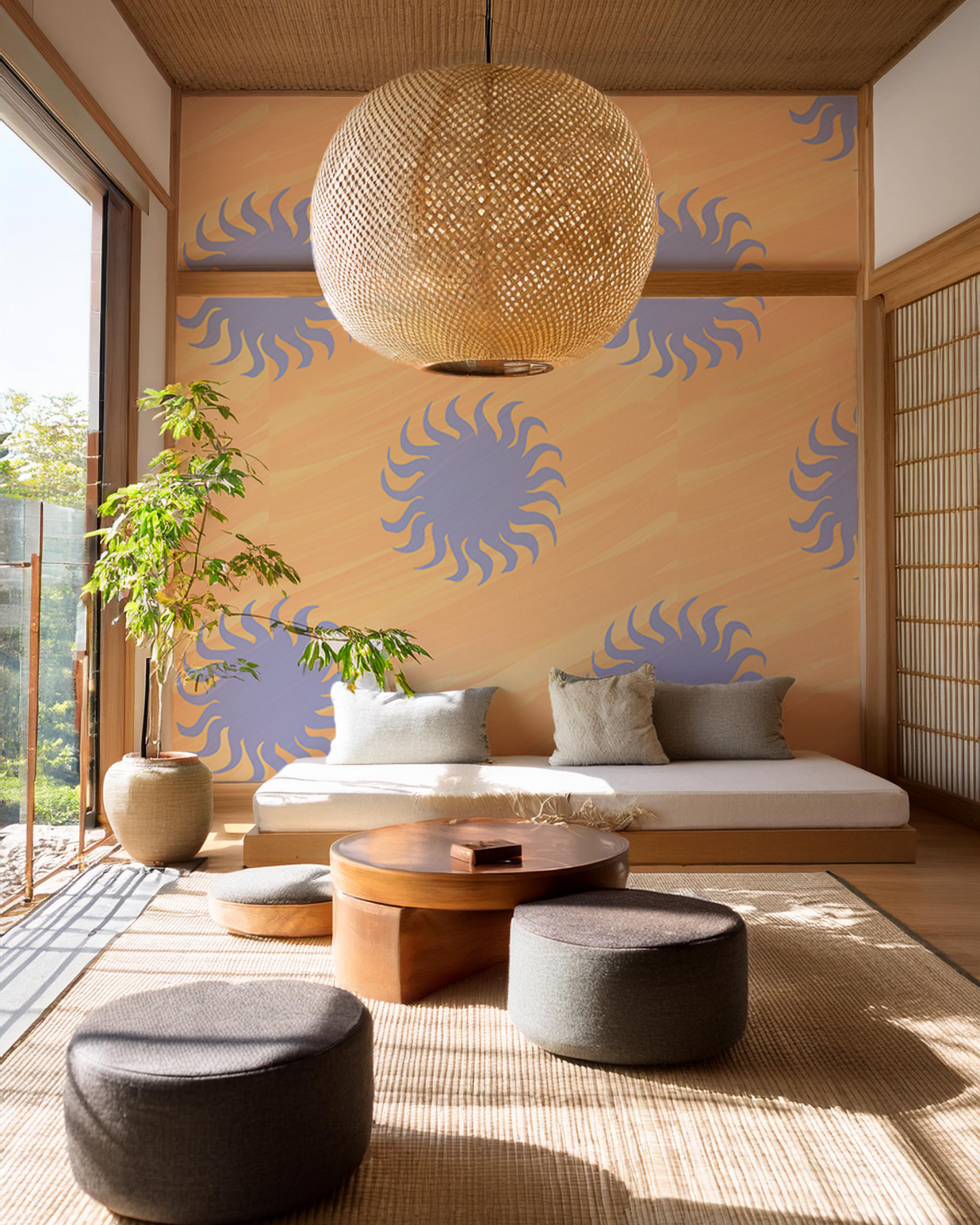 Sol Mural, peach and lavender