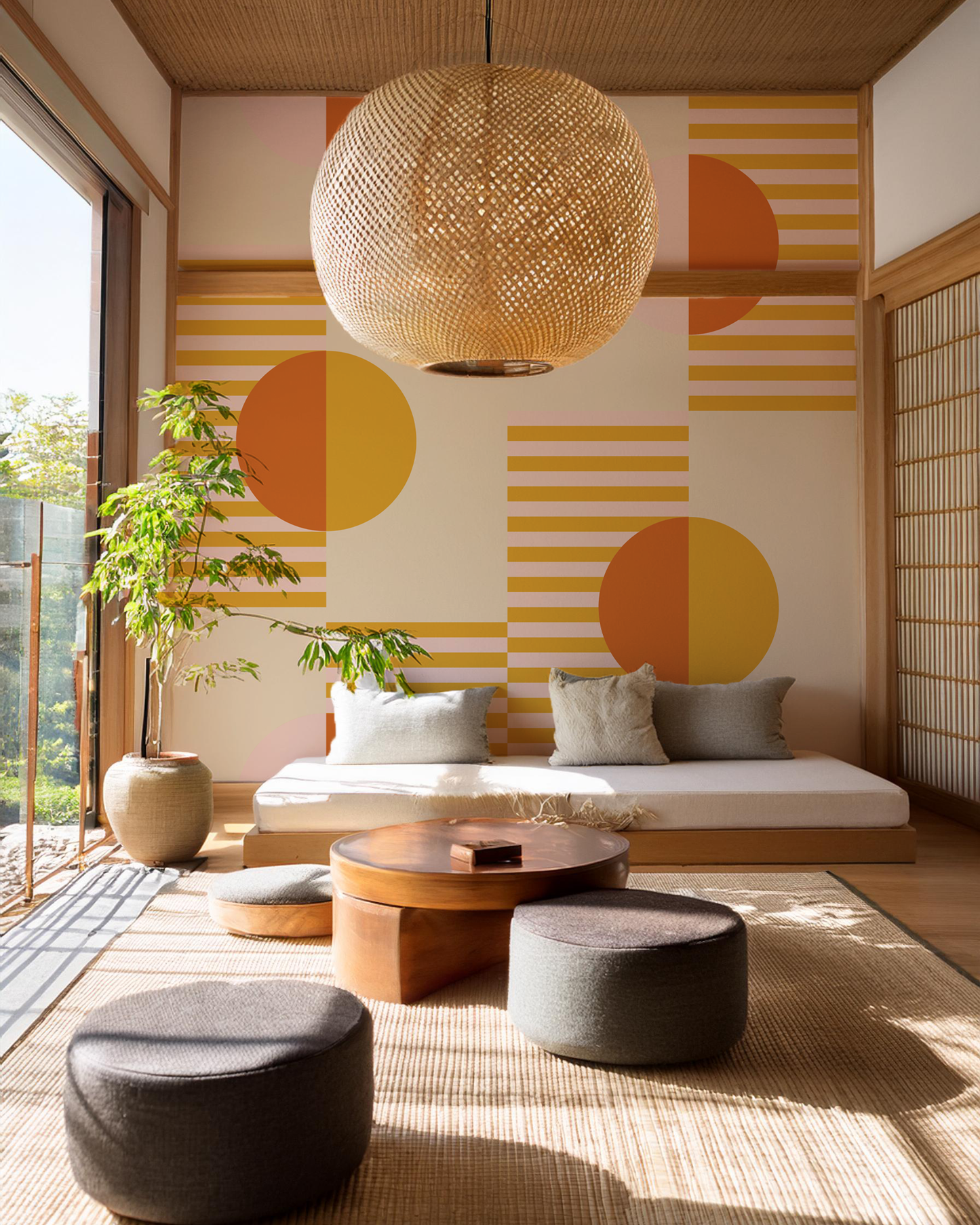 Summer Suns Mural, yellow and orange