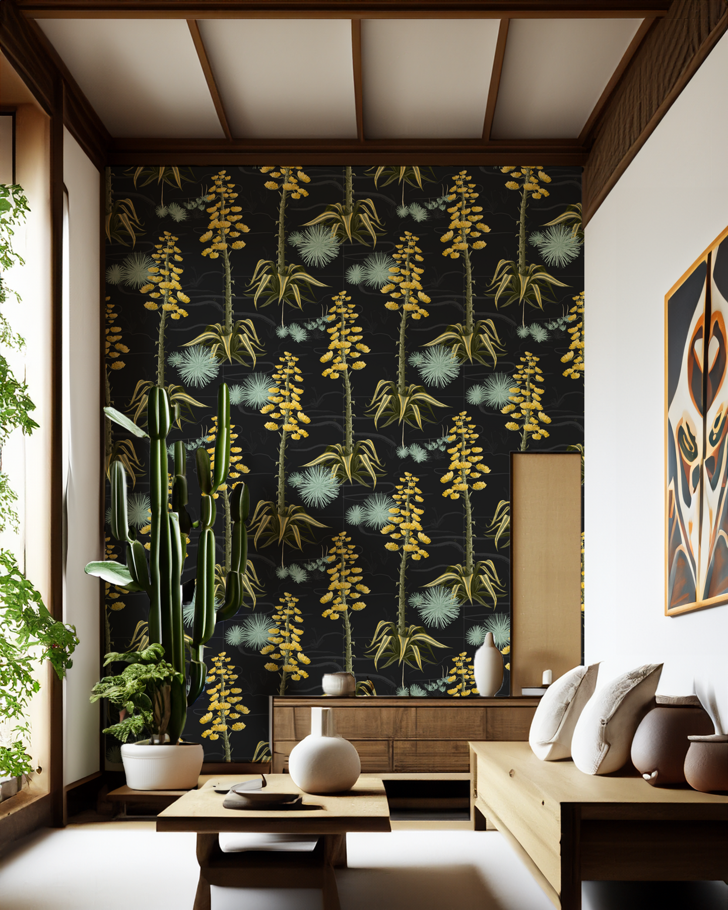 Agave Valley Wallpaper, black