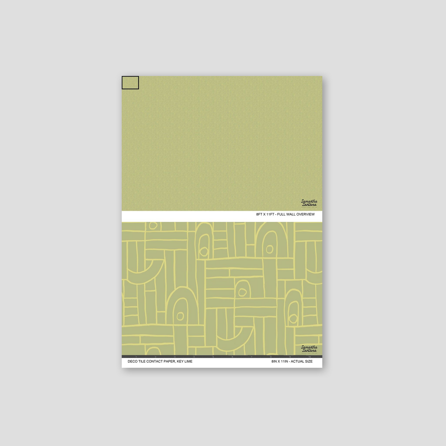 Key lime geometric contact paper, shelf liner with abstract patterns, modern style.