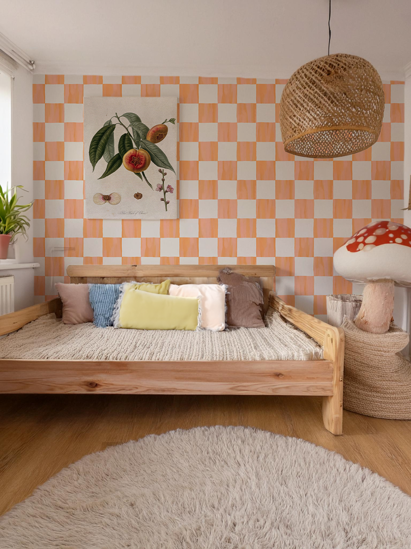 Checkers Wallpaper, coral