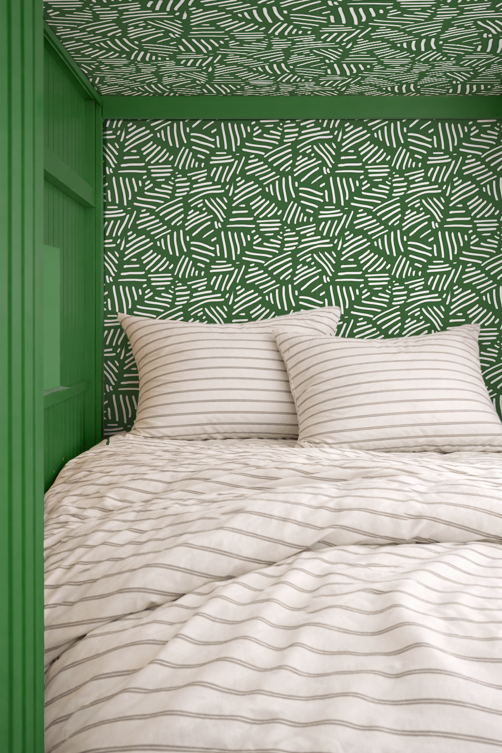 Simple Stripes Wallpaper, green and white
