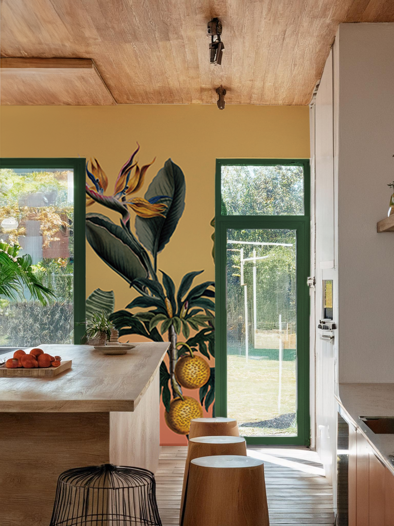 Vintage Botanical Mural, yellow