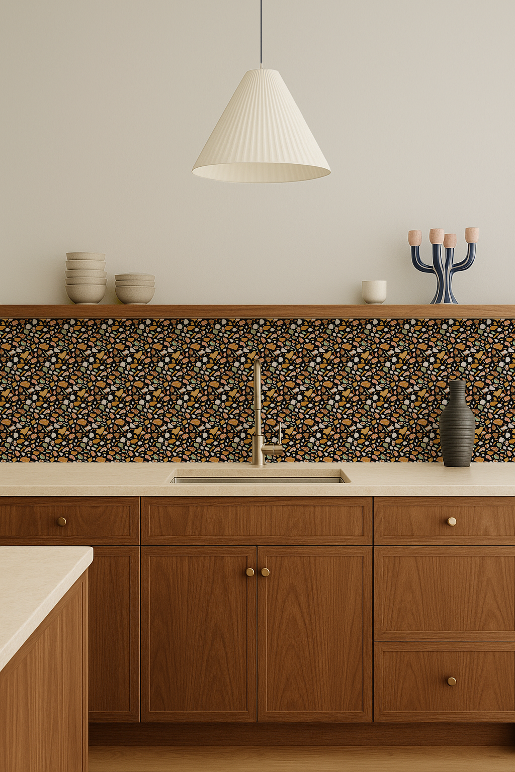 Painted Terrazzo Contact Paper, bold black