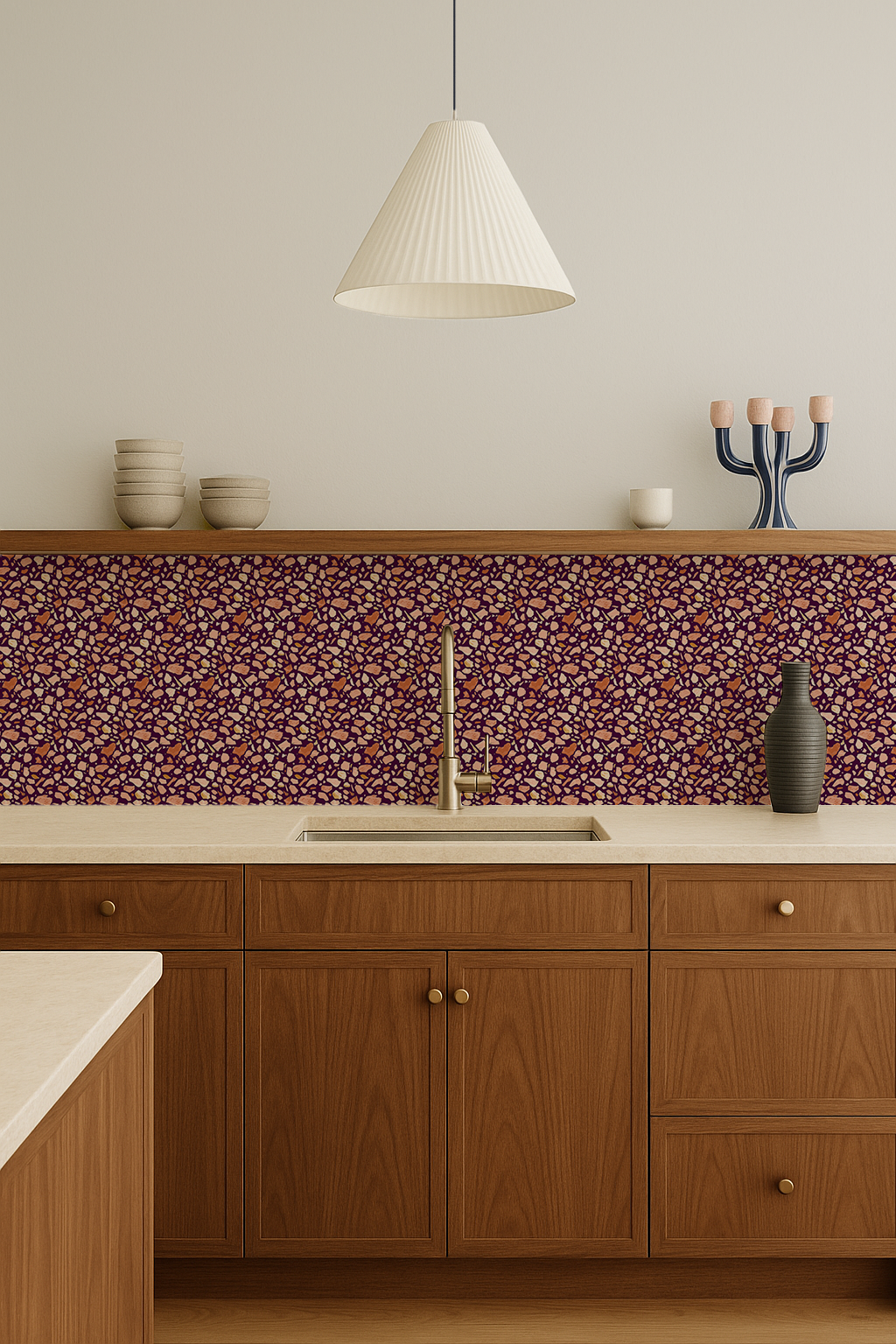 Painted Terrazzo Contact Paper, bold eggplant