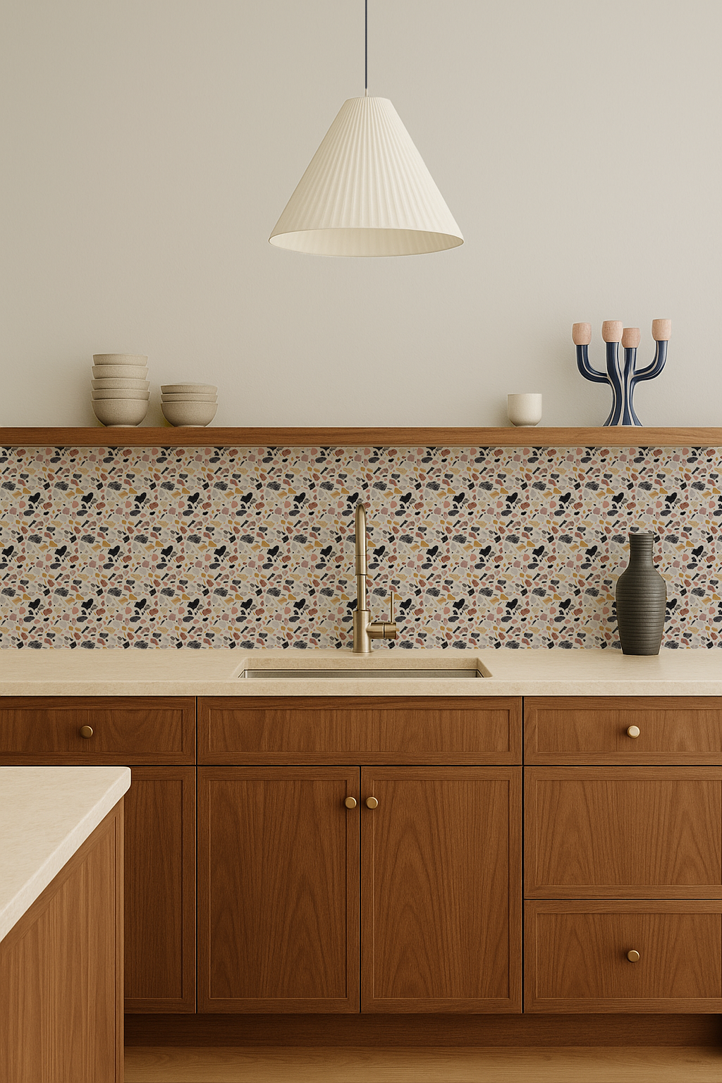 Painted Terrazzo Contact Paper, white