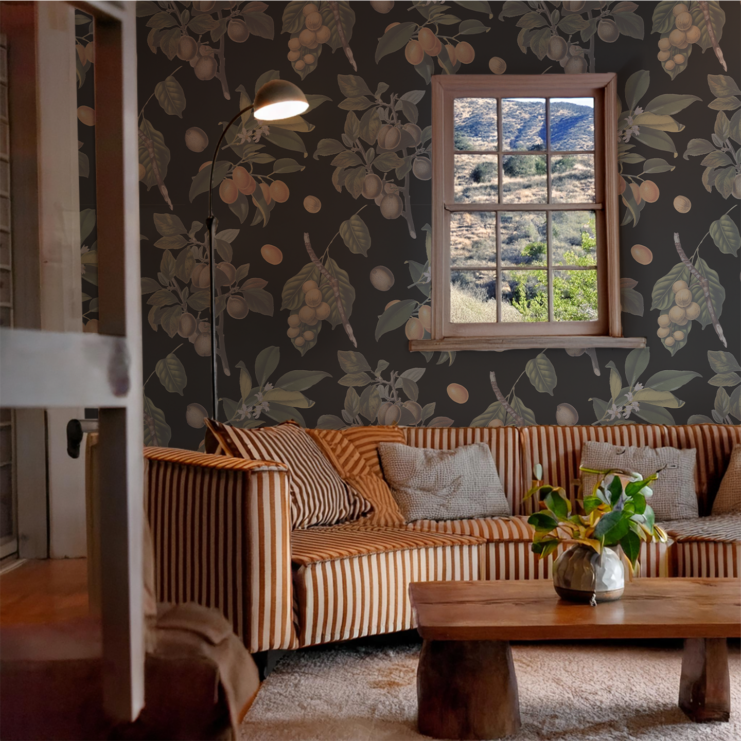 Muted Vintage Orchard, charcoal