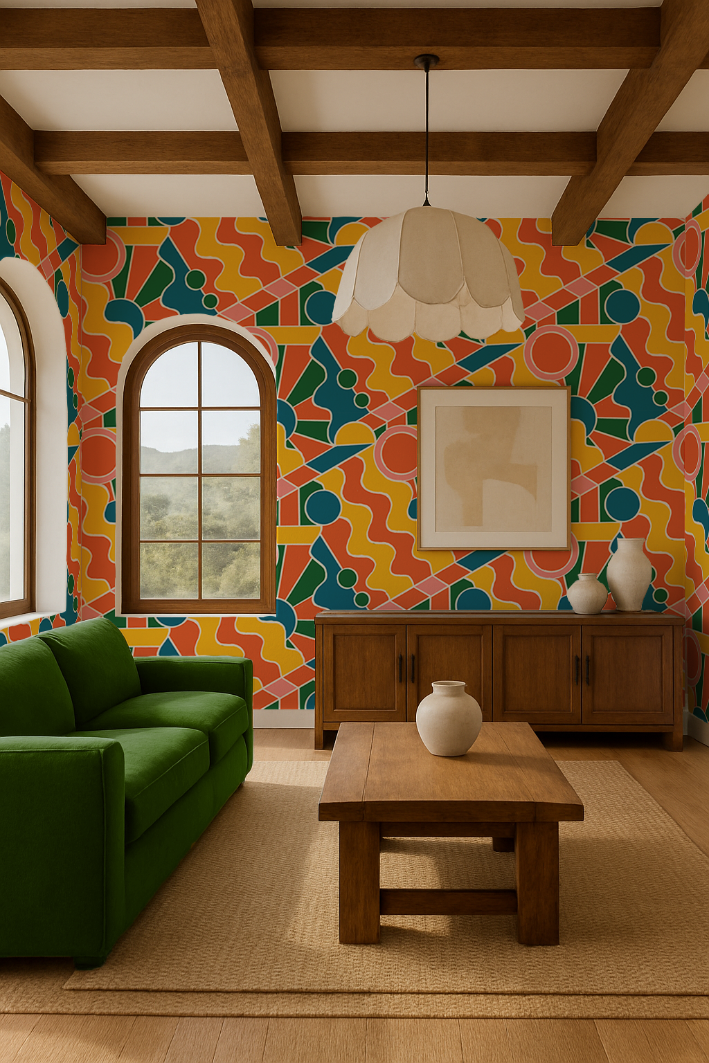 Day Trippin' Wallpaper, yellow, orange, pink and green