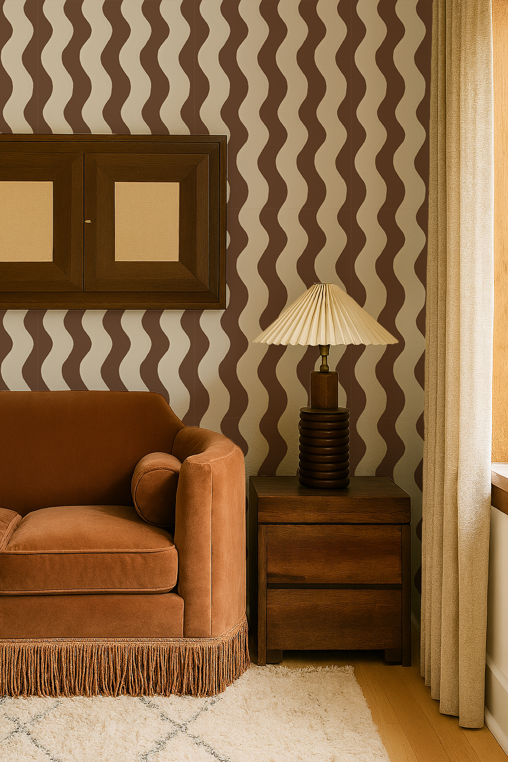 Ziggy Stripe Wallpaper, white and coco