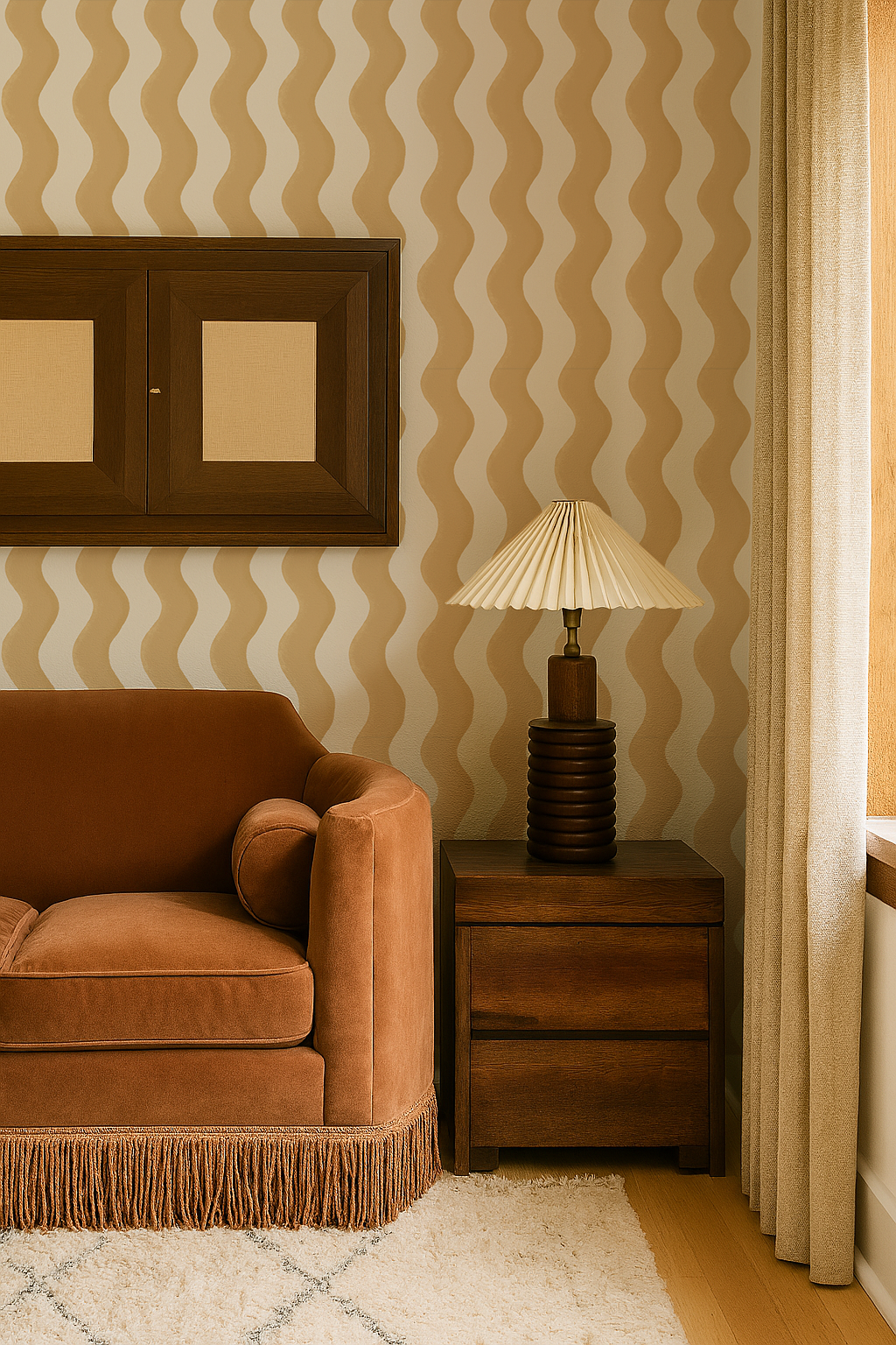 Ziggy Stripe Wallpaper, white and butter yellow