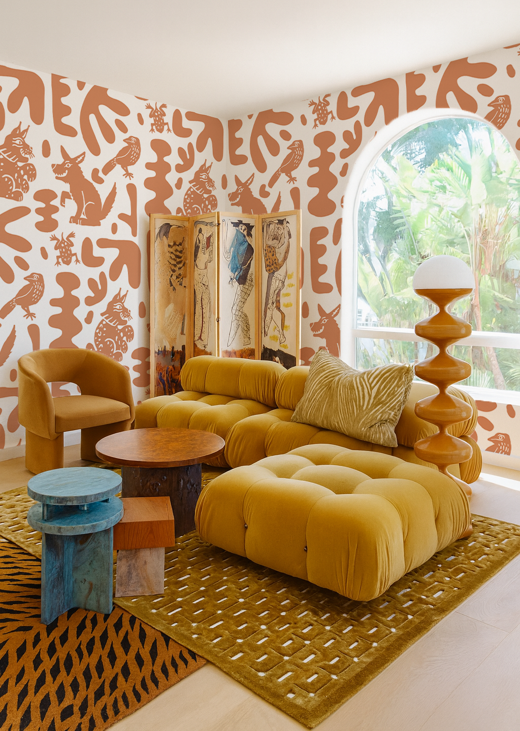 Abstract Animales Wallpaper, terra cotta