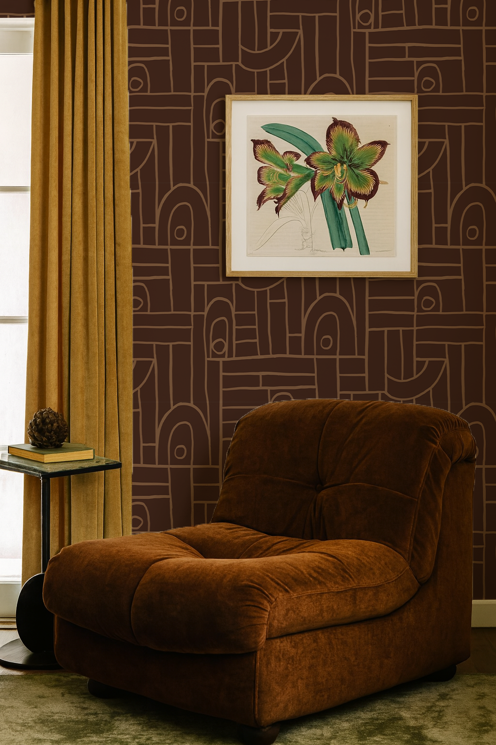 Deco Tile Wallpaper, coco and tan