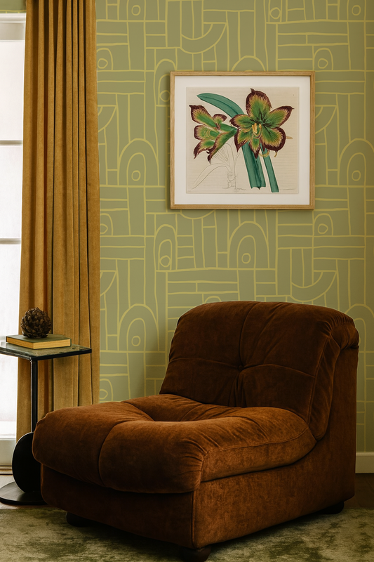 Deco Tile Wallpaper, key lime