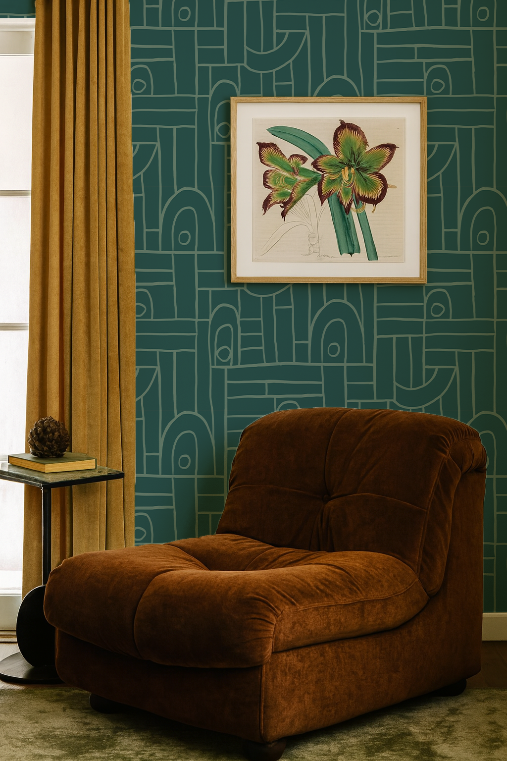Deco Tile Wallpaper, teal
