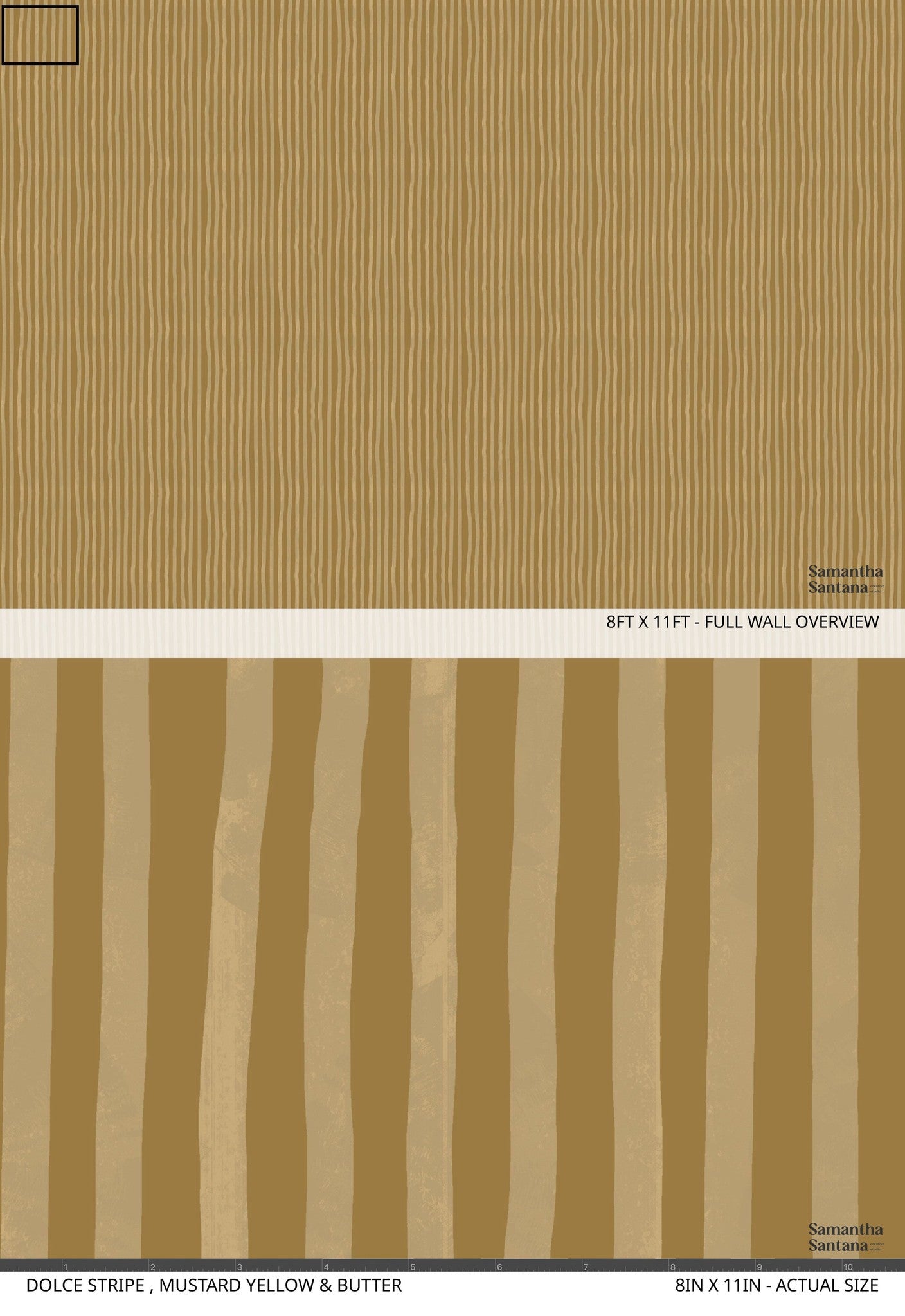 Mustard yellow and butter striped wallpaper with textured lines