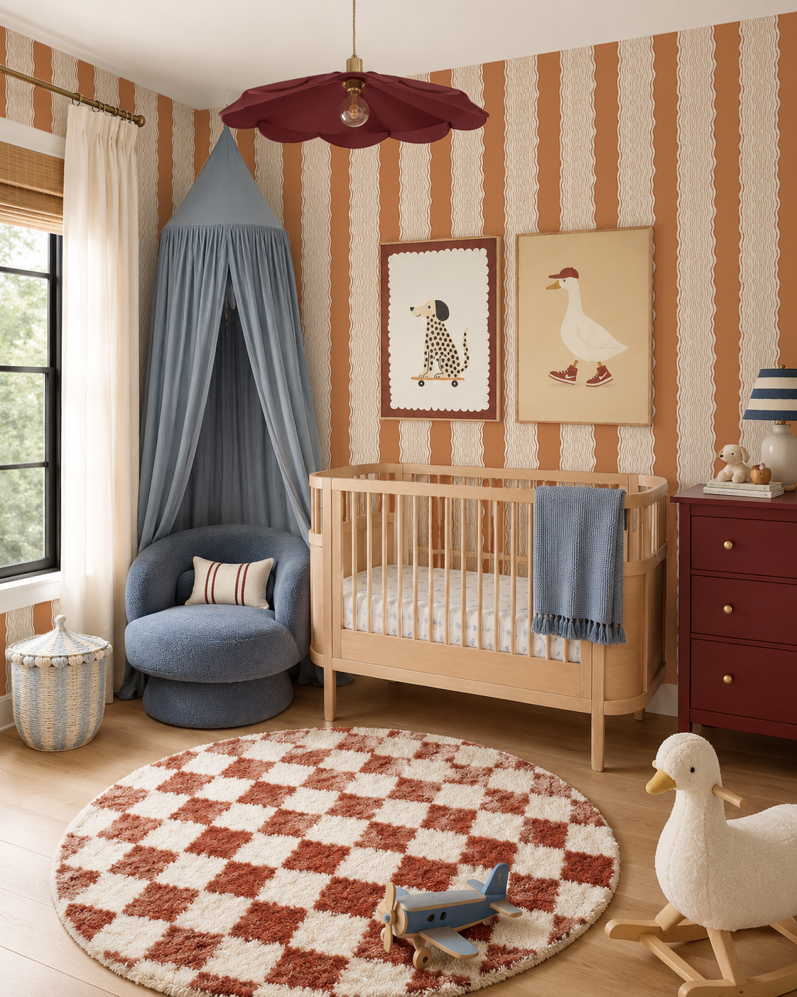 Rio Ripple Wallpaper, beige and orange creamsicle