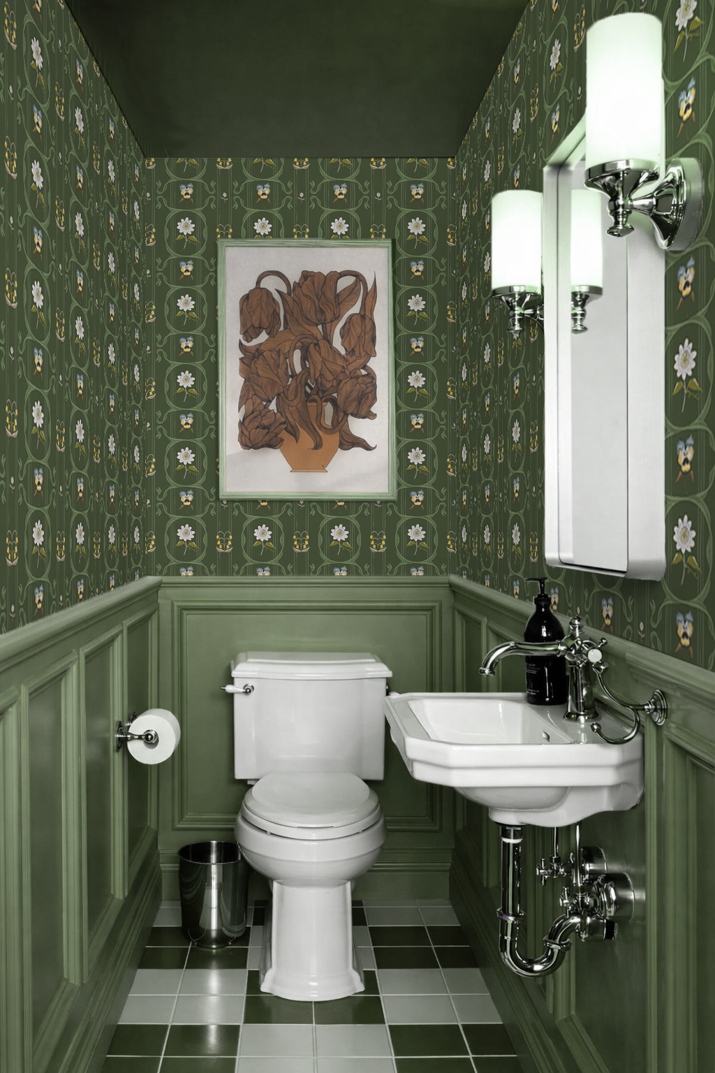 Eden Trellis Wallpaper, moss green