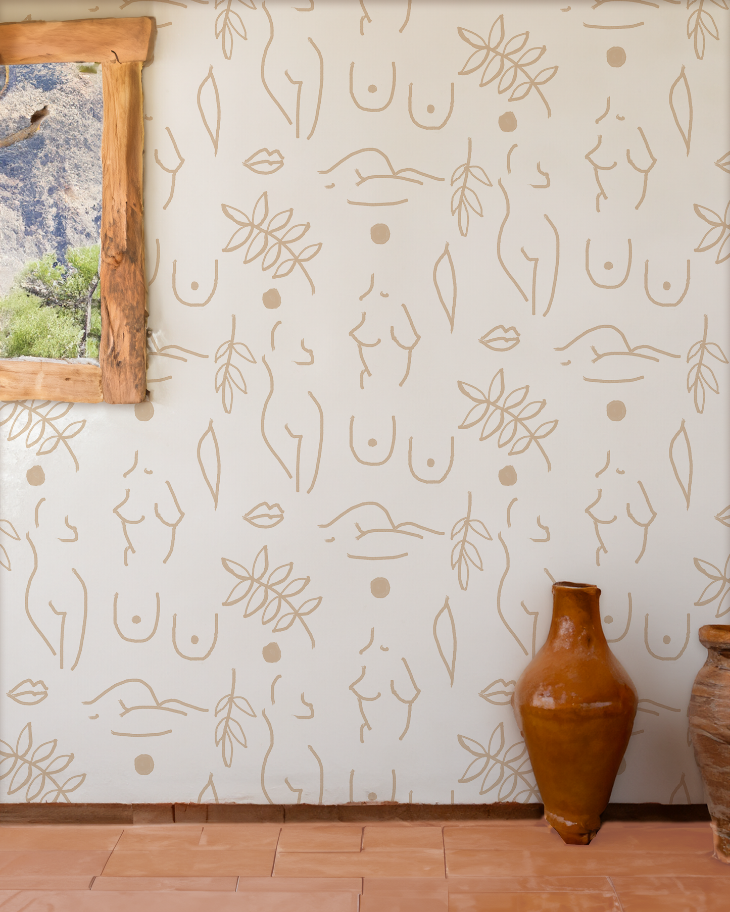 Neutral Nudes Wallpaper, white and tan