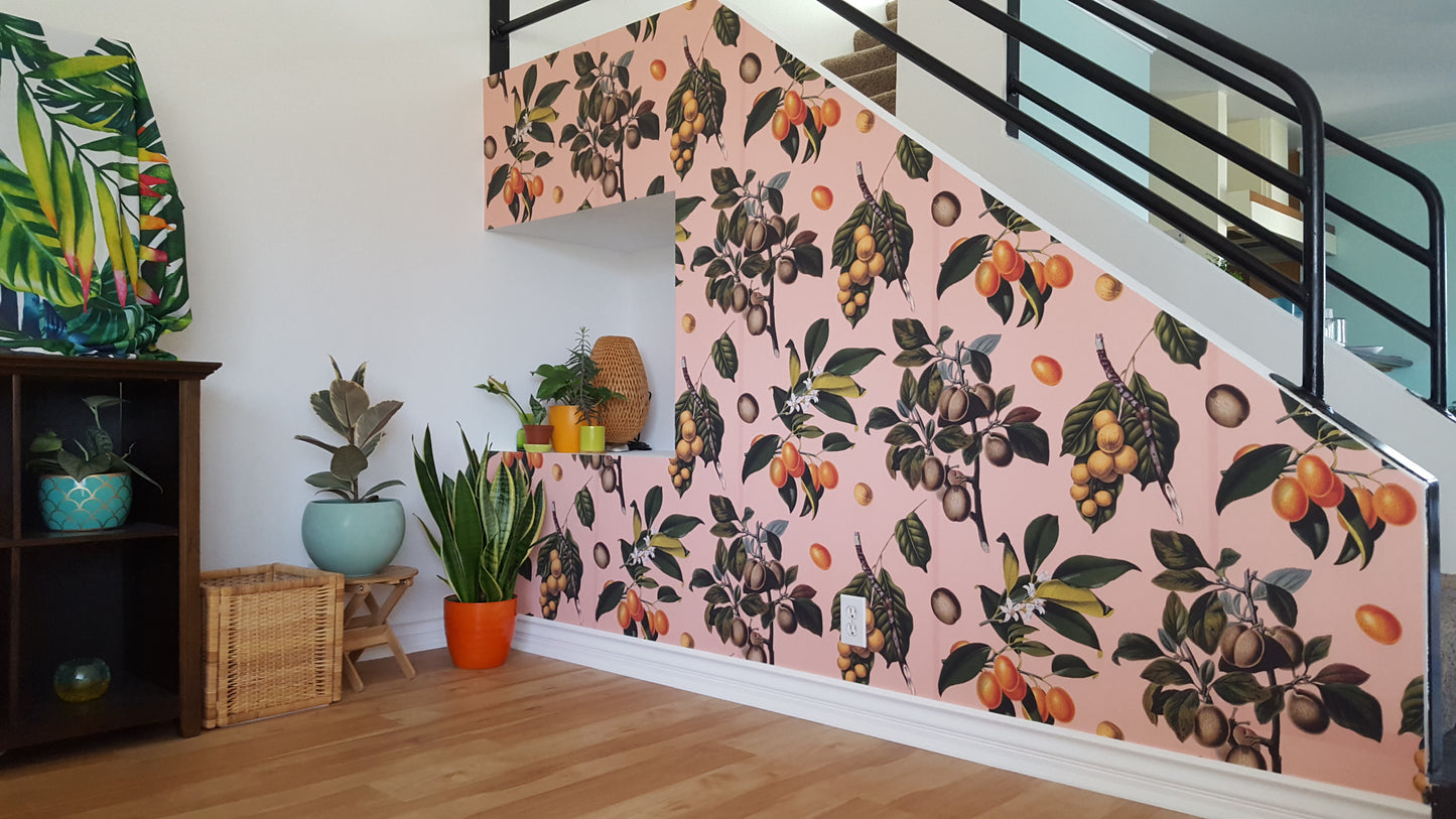 Vintage Orchard Wallpaper, peach