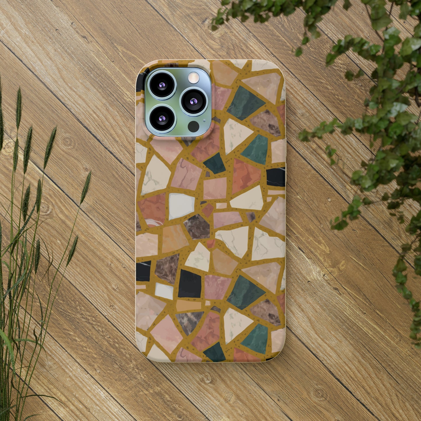 Dolce Terrazzo Biodegradable Phone Case, mustard yellow