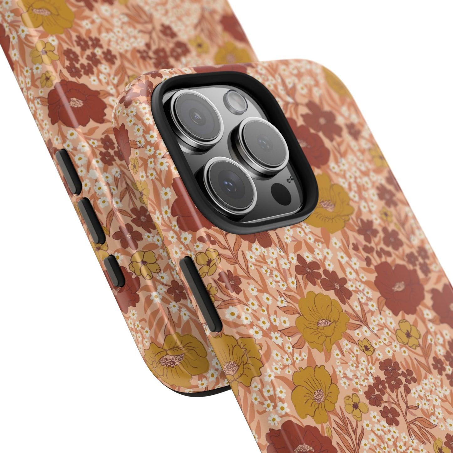 Wildflower Meadow Retro Vintage Floral Tough Phone Case Protection - Peach, Personalizable