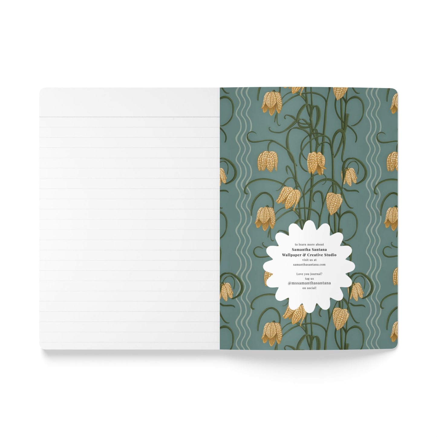 Campanas Softcover Personalized Journal, dark blue & goldenrod (add your name)